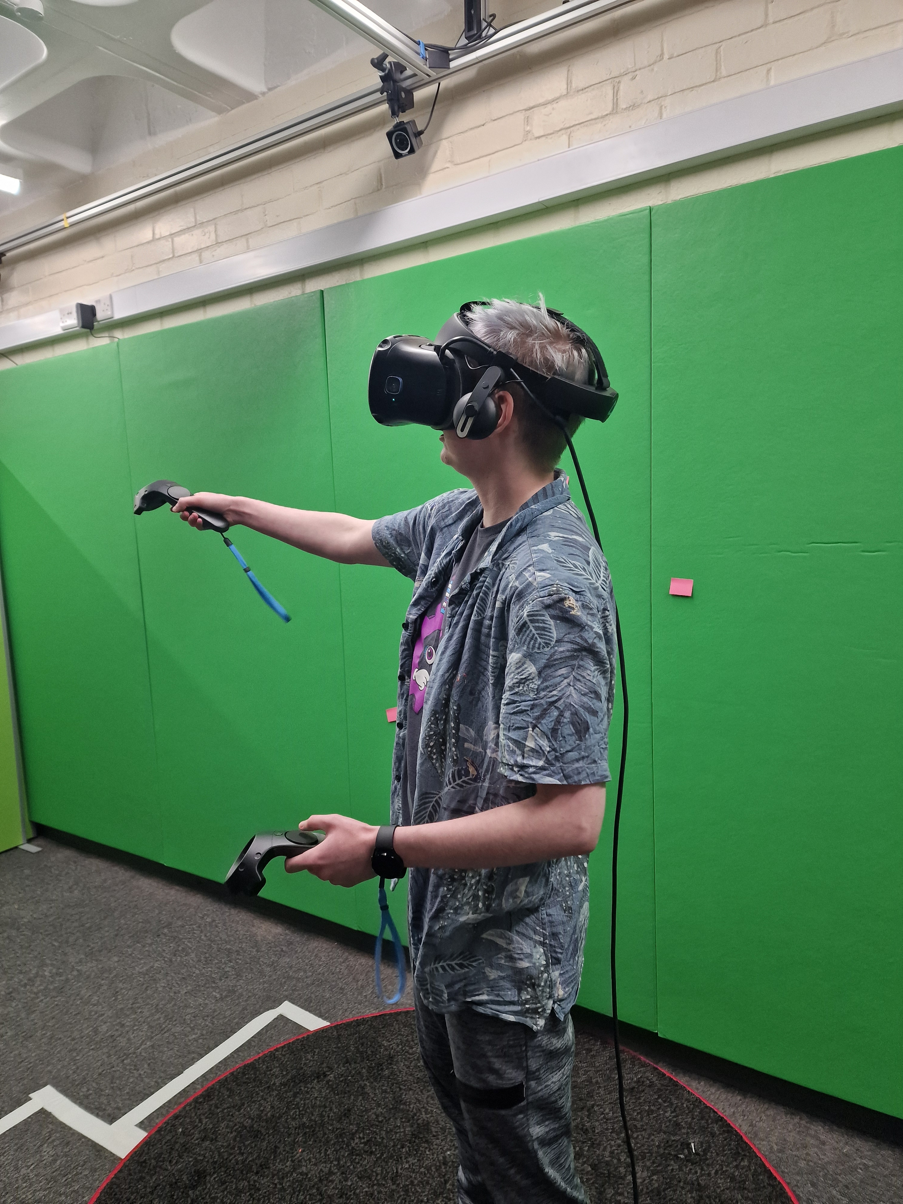 Me inside the VR headset testing the experiment